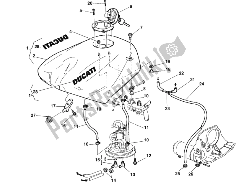 Todas as partes de Tanque De Combustível do Ducati Superbike 996 SPS 1999